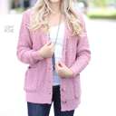 Large Light Rose Cozy Button Cardigan | S-XL | Ultra-Soft | Popcorn Design | Pockets