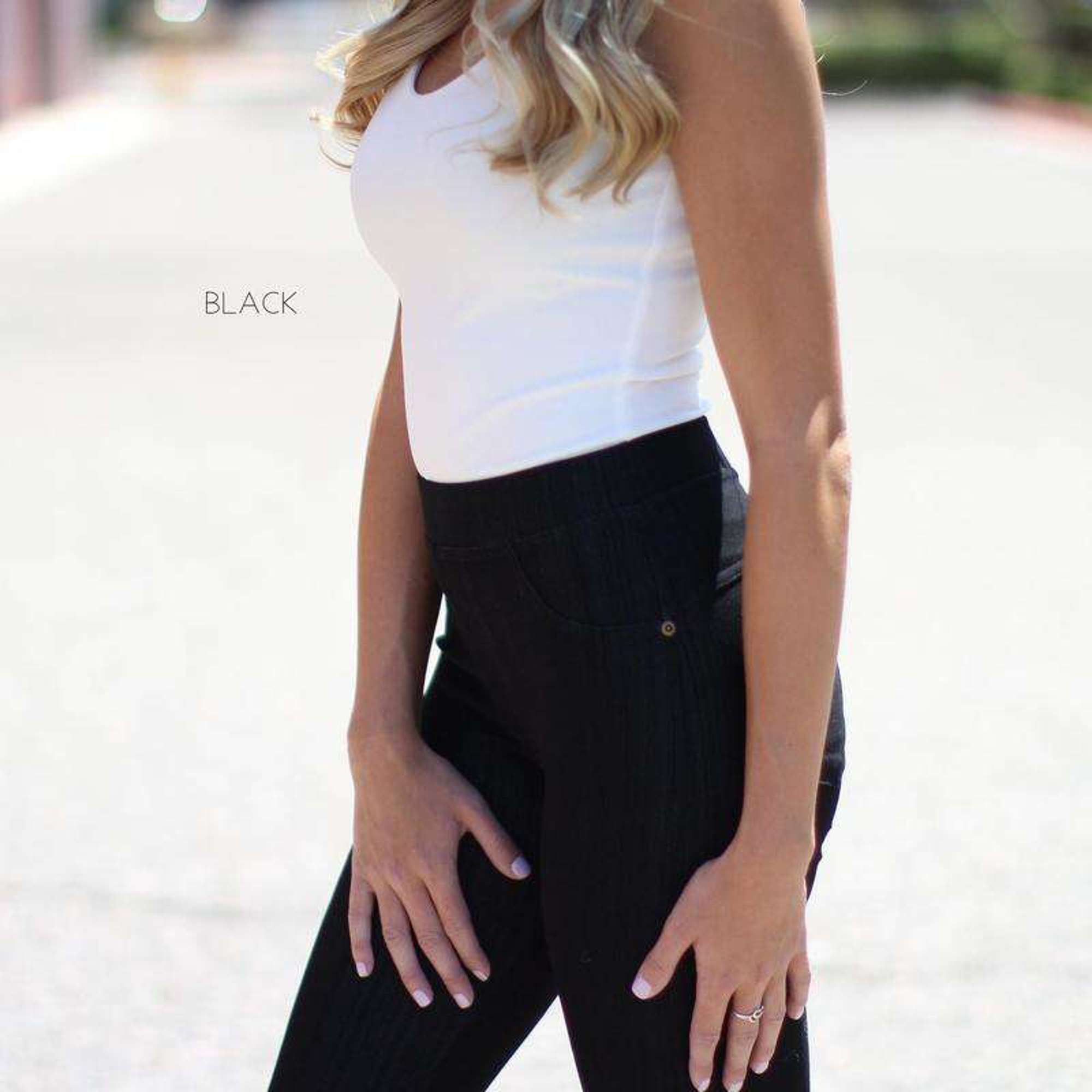 Skinny Pocket Jeggings S3XL Denim Look Comfortable Waistband