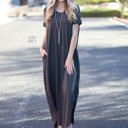 Large Ash Grey Side Split Pocket Maxi Dress | S-XL | Effortless Style | V-Neckline | On-Seam Pockets | Flirty Side Slits