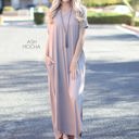 Large Ash Mocha Side Split Pocket Maxi Dress | S-XL | Effortless Style | V-Neckline | On-Seam Pockets | Flirty Side Slits