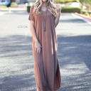 Large Cocoa Side Split Pocket Maxi Dress | S-XL | Effortless Style | V-Neckline | On-Seam Pockets | Flirty Side Slits