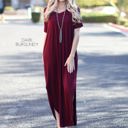 Large Dark Burgundy Side Split Pocket Maxi Dress | S-XL | Effortless Style | V-Neckline | On-Seam Pockets | Flirty Side Slits