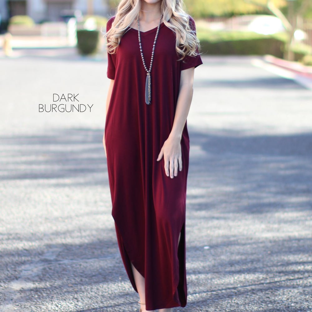 Side Split Pocket Maxi Dress | S-XL | Effortless Style | V-Neckline | On-Seam Pockets | Flirty Side Slits