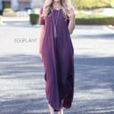 Large Eggplant Side Split Pocket Maxi Dress | S-XL | Effortless Style | V-Neckline | On-Seam Pockets | Flirty Side Slits