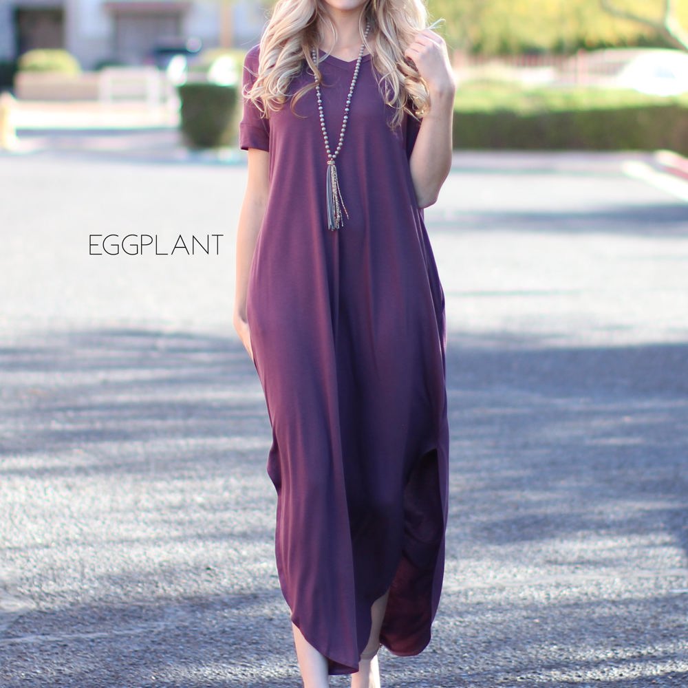 Side Split Pocket Maxi Dress | S-XL | Effortless Style | V-Neckline | On-Seam Pockets | Flirty Side Slits