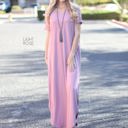 Large Light Rose Side Split Pocket Maxi Dress | S-XL | Effortless Style | V-Neckline | On-Seam Pockets | Flirty Side Slits