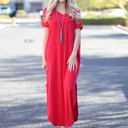 Medium Ruby Side Split Pocket Maxi Dress | S-XL | Effortless Style | V-Neckline | On-Seam Pockets | Flirty Side Slits