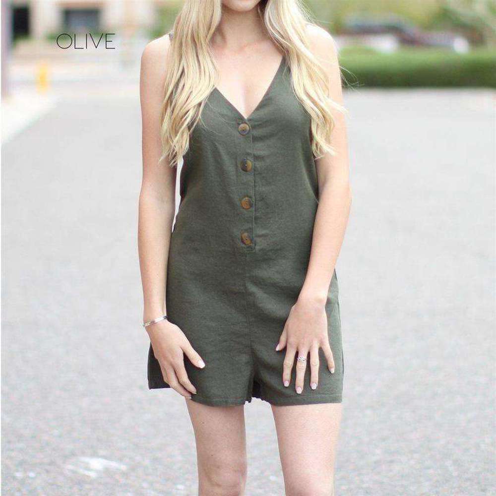 Linen Button Romper | S-L | Cute Spring/Summer Style | Button-Down Design | Perfect Neutral Colors | Stylish Comfort