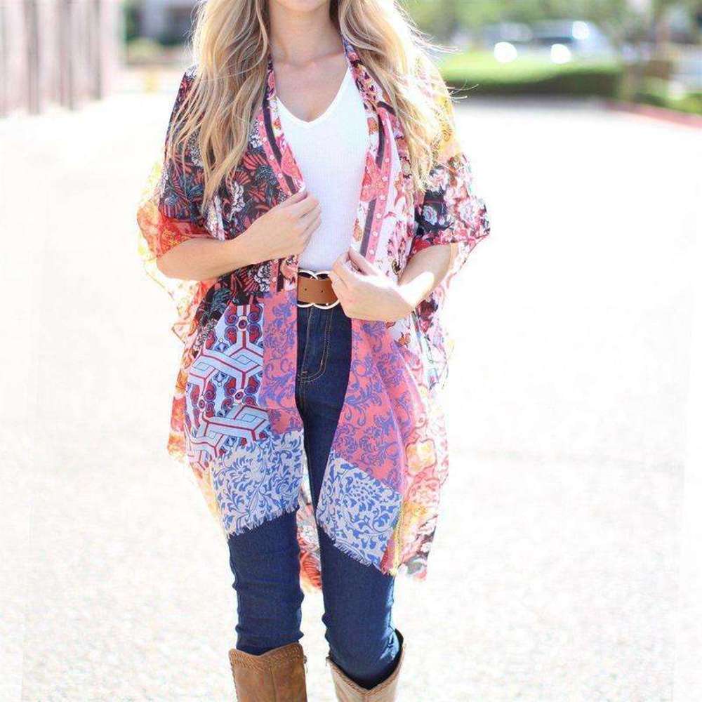 Mixed Print Kimono | One Size | Boho Style | Lightweight Layer | Two Unique Prints