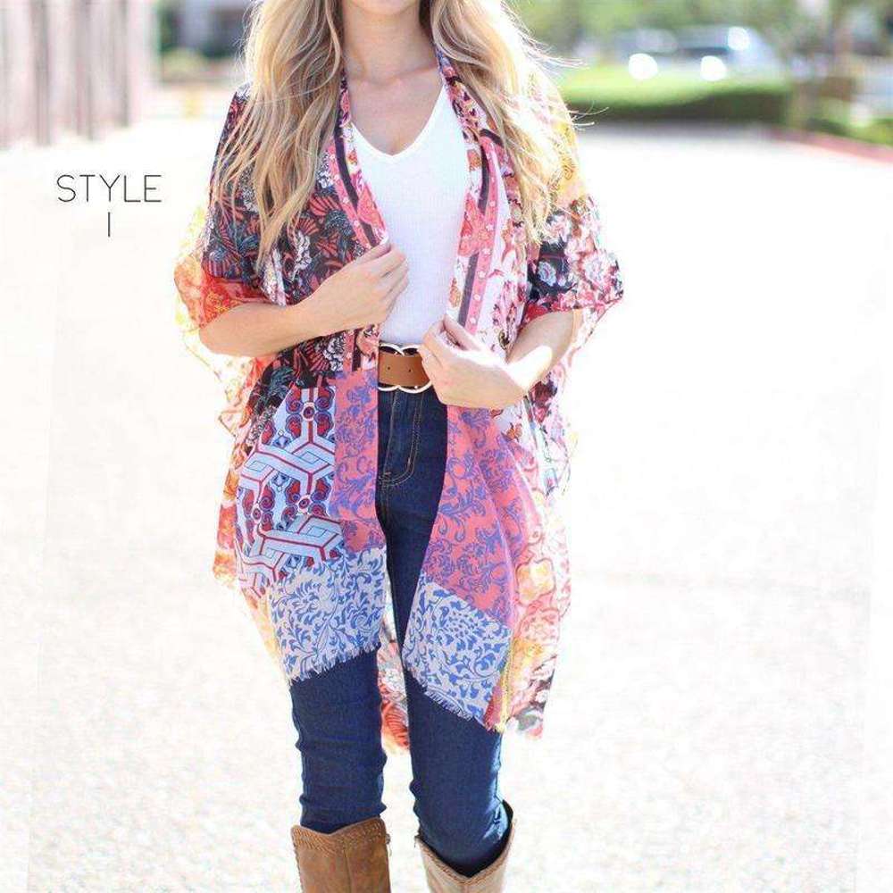 Mixed Print Kimono | One Size | Boho Style | Lightweight Layer | Two Unique Prints