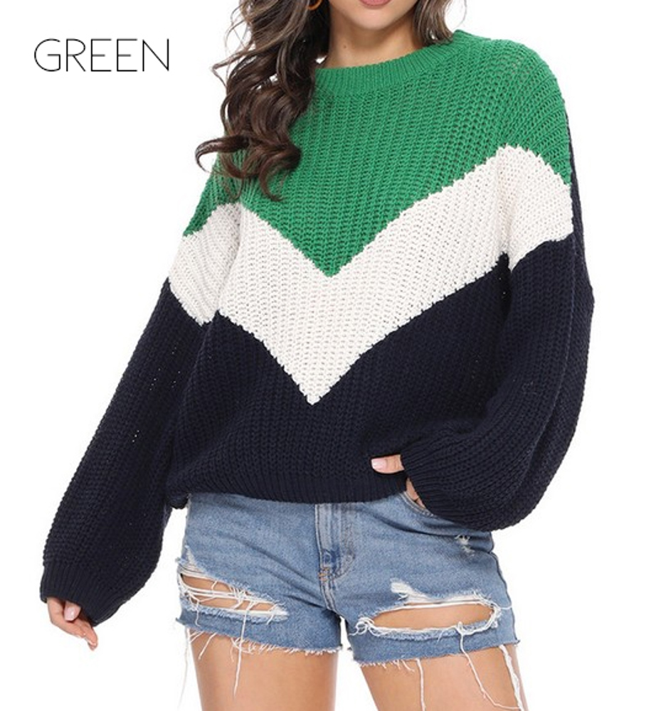 Trending Knit Sweater | Small-Medium | Colorblock Design | Cozy Fit | Soft Knit | Seasonal Favorite | Relaxed Style | Cool Weather Essential