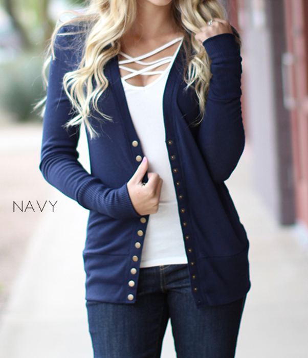 Snap Button Cardigan | S-XL