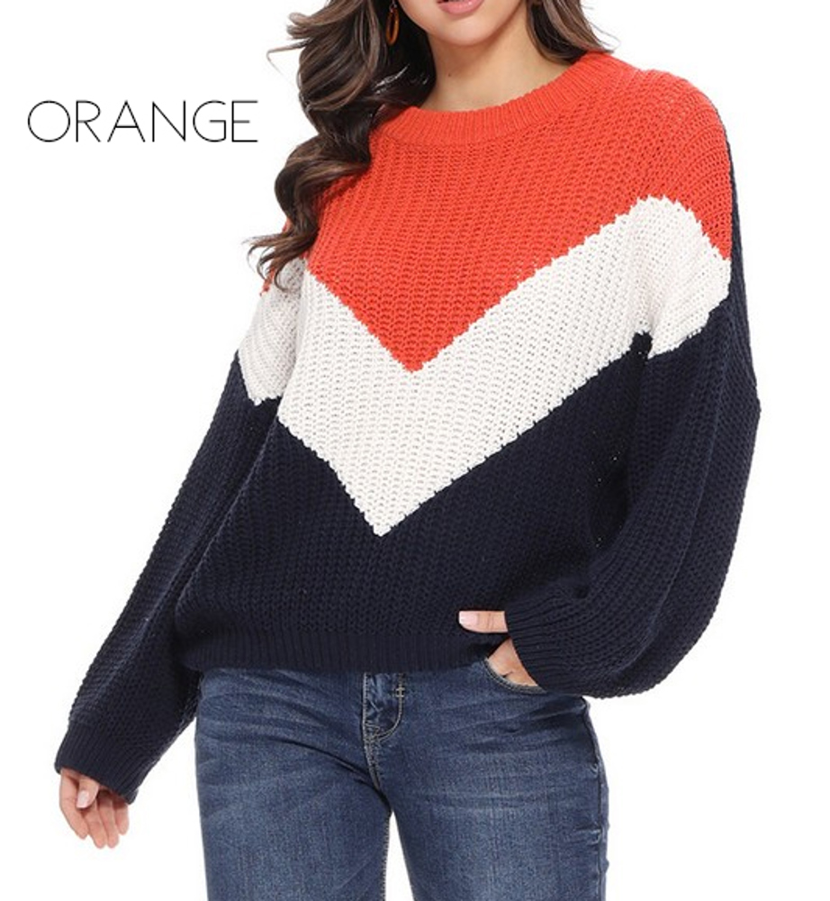 Trending Knit Sweater | Small-Medium | Colorblock Design | Cozy Fit | Soft Knit | Seasonal Favorite | Relaxed Style | Cool Weather Essential