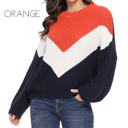 S-M Orange Trending Knit Sweater | Small-Medium | Colorblock Design | Cozy Fit | Soft Knit | Seasonal Favorite | Relaxed Style | Cool Weather Essential