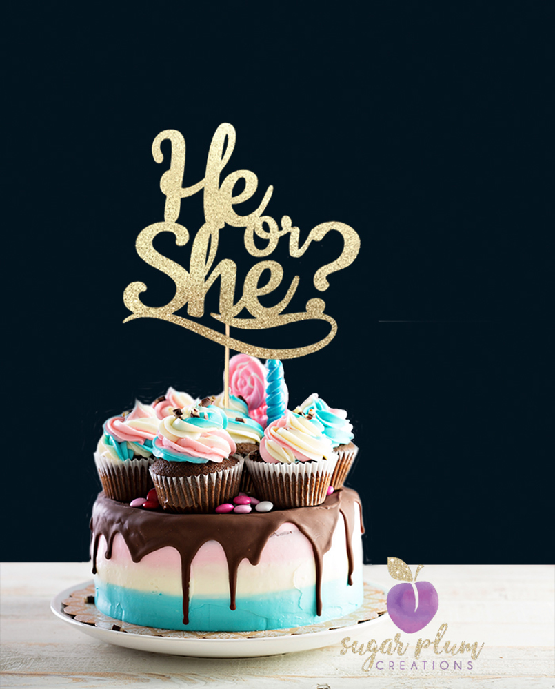 He or She Cake Topper