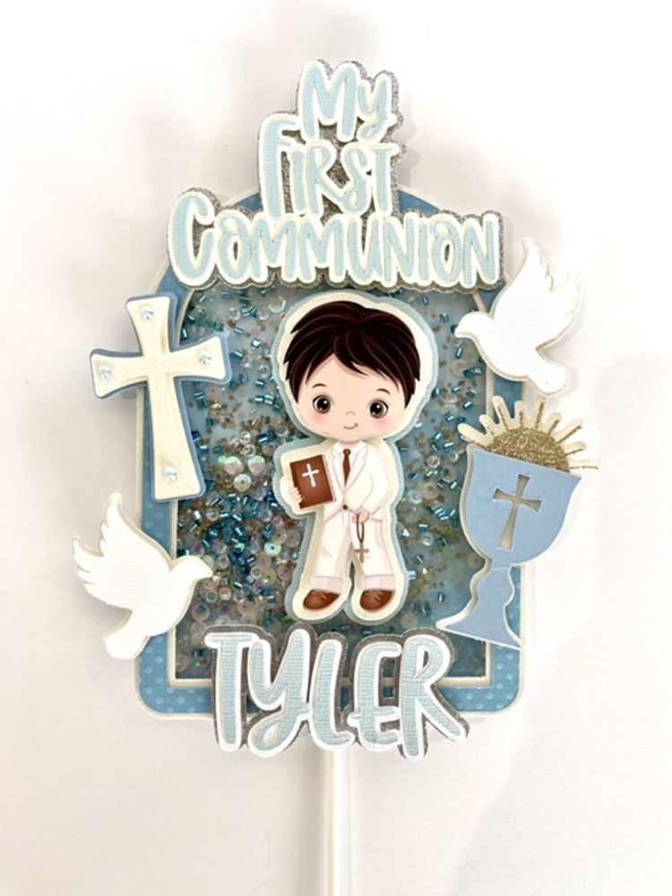 My first communion cake topper