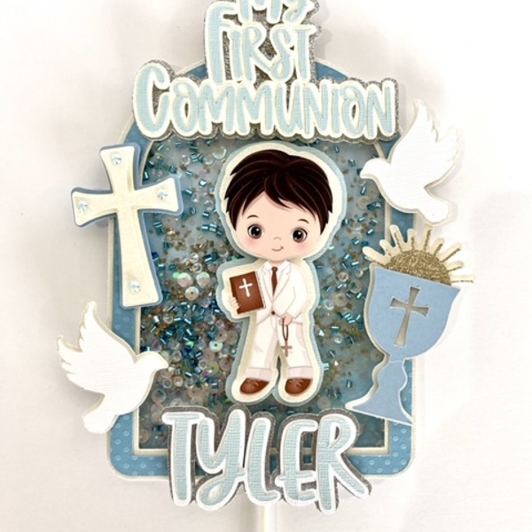 My first communion cake topper