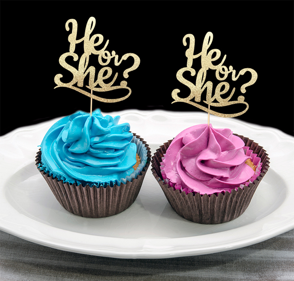 He or She Cupcake Toppers