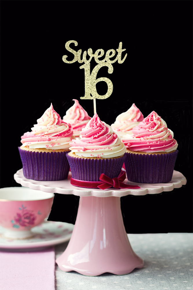 Sweet 16 cupcake topper