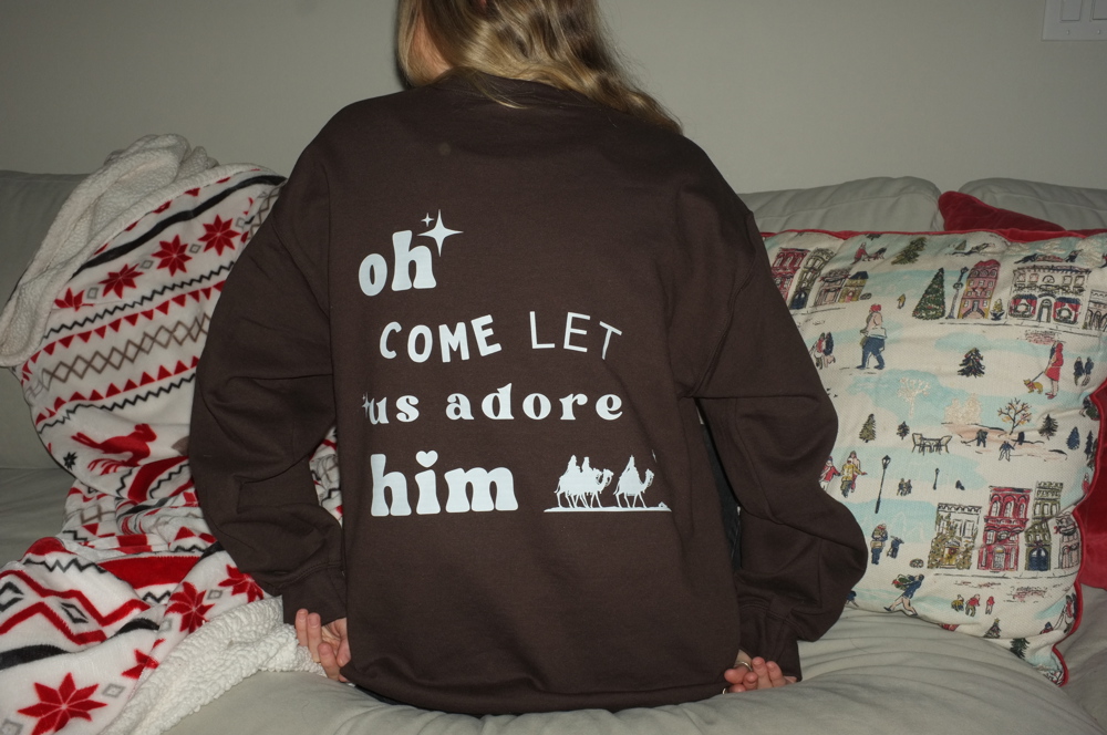 Christmas Sweatshirt- Oh Come Let Us Adore Him