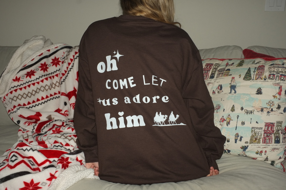 Christmas Sweatshirt- Oh Come Let Us Adore Him