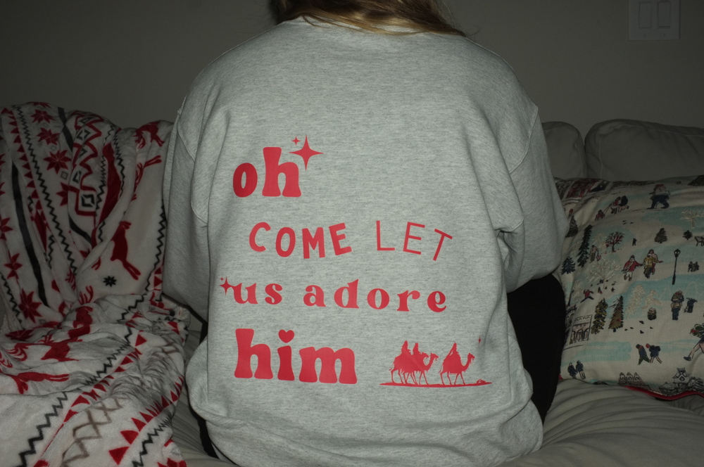 Christmas Sweatshirt- Oh Come Let Us Adore Him