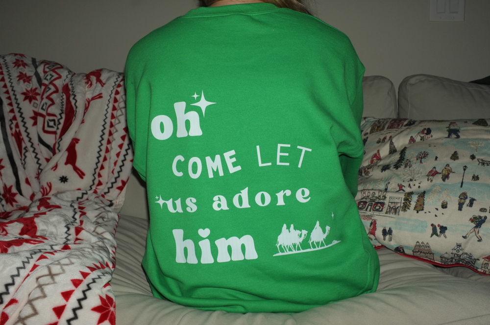 Christmas Sweatshirt- Oh Come Let Us Adore Him