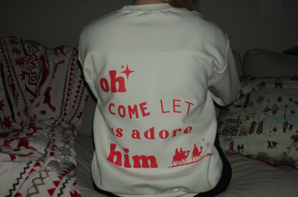 Christmas Sweatshirt- Oh Come Let Us Adore Him