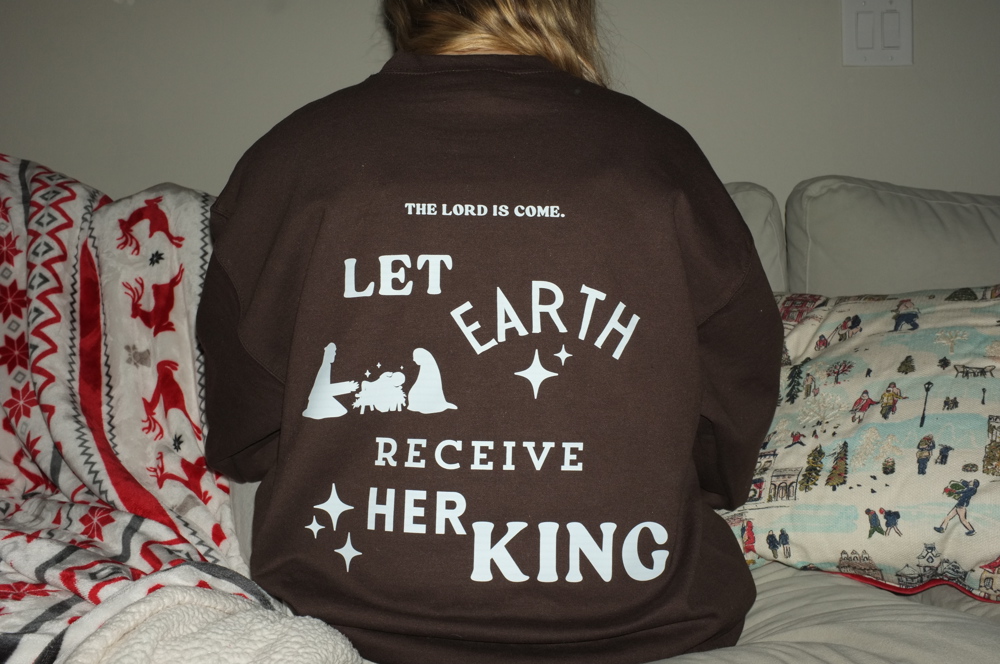 Christmas Sweatshirt- Let Earth Receive Her King