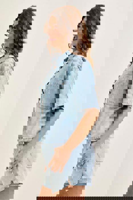 Judy Blue Boxy Featherweight Denim Shirt 5809