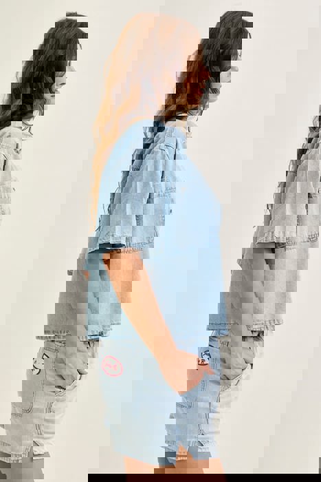 Judy Blue Boxy Featherweight Denim Shirt 5809