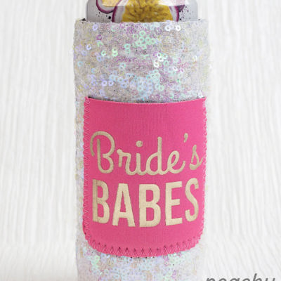 Peachy Keen Bride’s Babes Sequin Slim Can Cooler