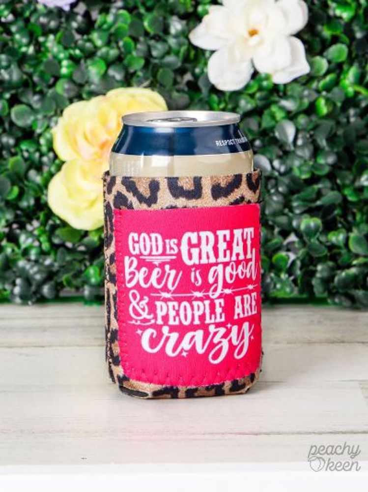 Peachy Keen People Are Crazy Leopard Regular Can Cooler