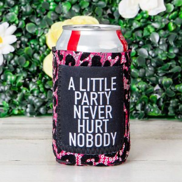 Peachy Keen A little party never hurt nobody leopard regular can cooler