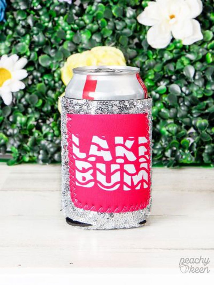 Peachy Keen Lake Bum Sequin Regular Can Cooler