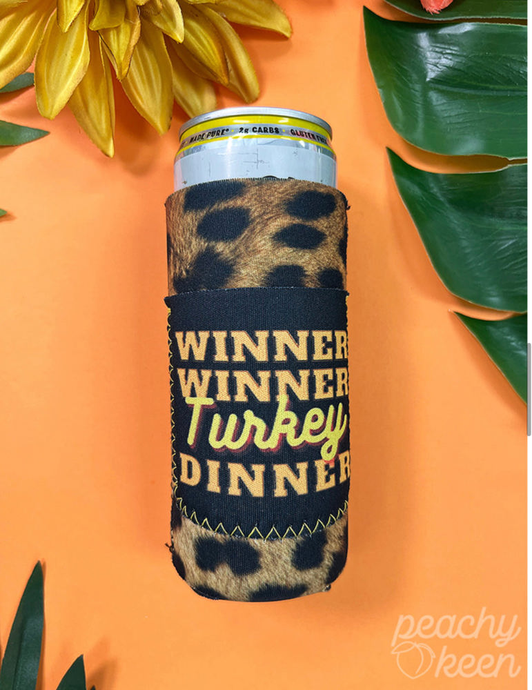 Peachy Keen Winner Winner Turkey Dinner Slim Can Cooler with Pocket