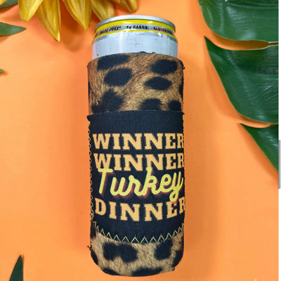 Peachy Keen Winner Winner Turkey Dinner Slim Can Cooler with Pocket