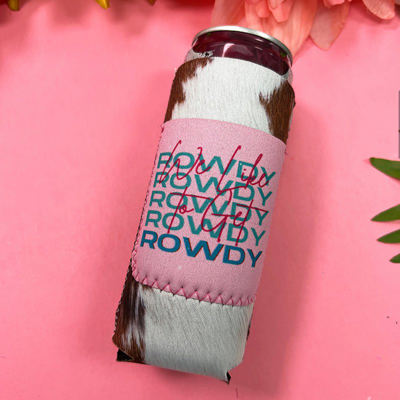 Peachy Keen We Like to Get Rowdy Slim Can Cooler with Pocket