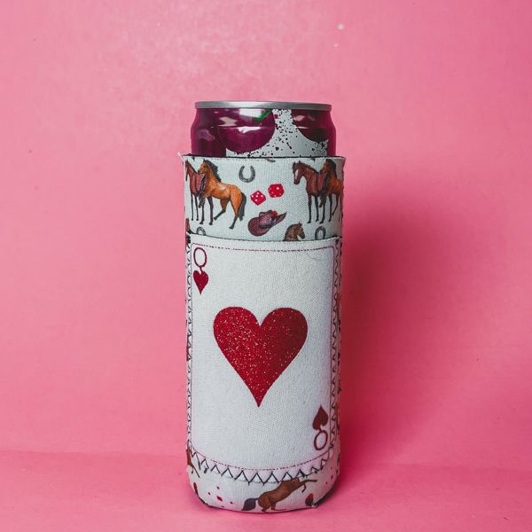 Peachy Keen Queen of Hearts Slim Can Cooler