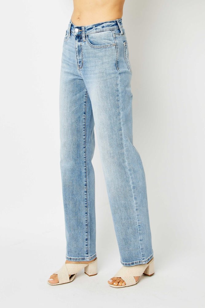 Judy Blue High Waist Light Wash Straight Denim 82501