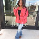  Birdie French Terry Shacket in Coral Red