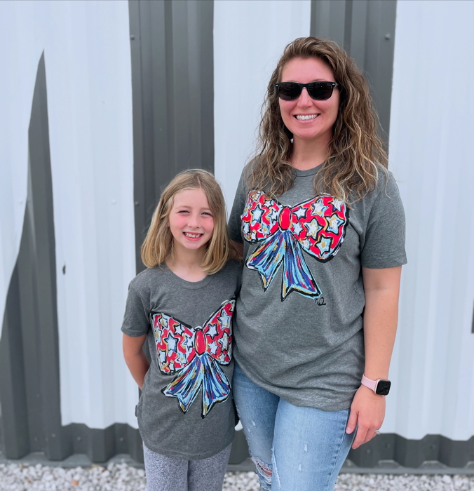 Texas True Threads Callie Ann Stelter Patriotic Bow Tee - YOUTH
