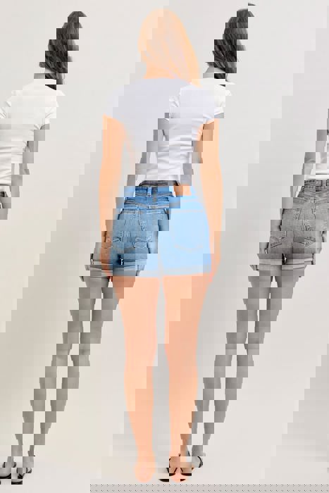 Judy Blue Mid Rise Slim Denim Short 152109