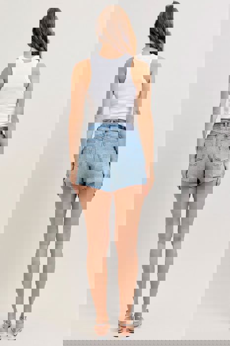 Judy Blue High Waist Rigid Magic Raw Side Seams Denim Short 150368