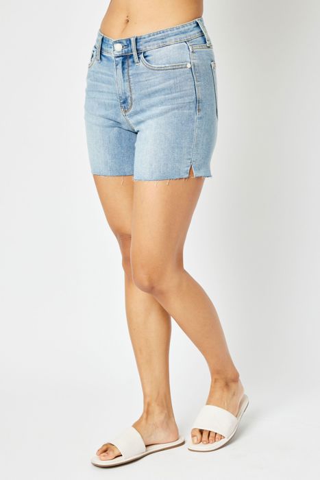 Judy Blue Mid Rise Cutt Off Denim Short 15251