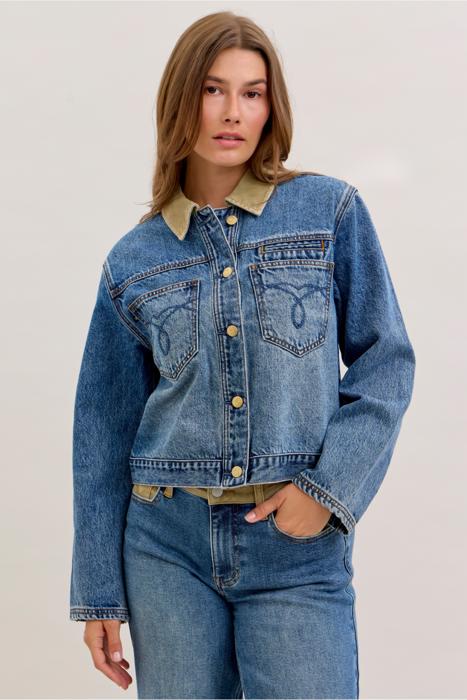Judy Blue Rigid Barn Corduroy Denim Jacket 7886