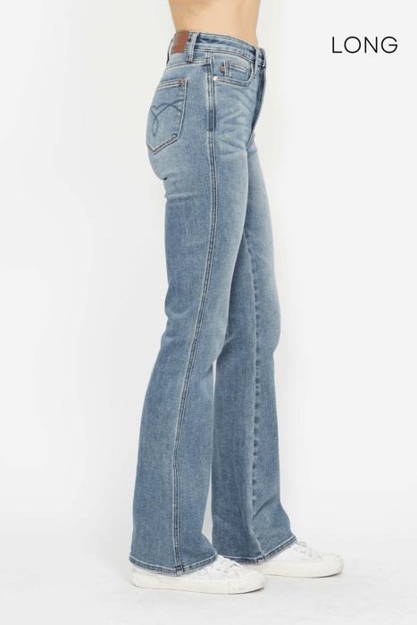 Judy Blue High Waist Tummy Control Back Pocket Embroidery Bootcut Denim Jeans 88783 - 3 Inseam Options: Short, Regular, Long