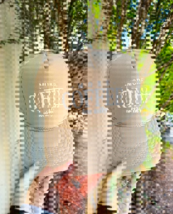 Southern Bliss More Coffee Less Talky Foam Lettering Khaki Otto Trucker Hat