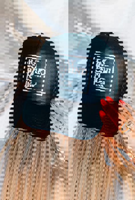 Southern Bliss Pray Behind My Back Black Otto Trucker Hat