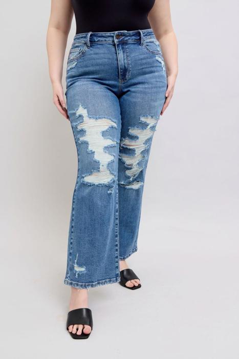 Judy Blue High Waist Destroy Straight Denim Jeans 88447 - Plus